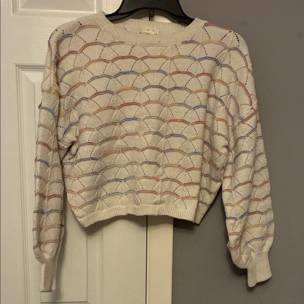 Debut Cream Knit Sweater with Rainbow Detailing